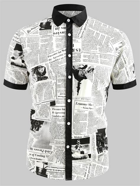 short sleeve newspaper printed shirt short sleeve newspaper printed shirt price mens