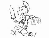 Romano Soldado Soldato Soldat Corriendo Romain Corre Corsa Colorier Armor Acolore Coloritou sketch template