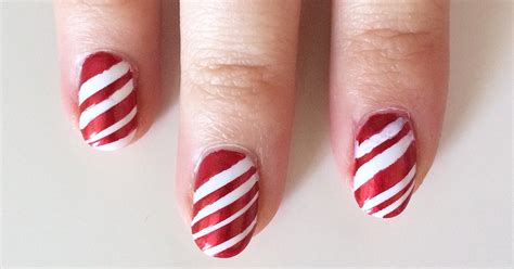 candy cane nail art tutorial popsugar beauty