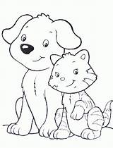 Coloring Pages Printable Dog Cat Pet Dogs Cats Colouring Color Kids Print Sheets Cute Cartoon Drawing Getcolorings Animals Choose Board sketch template