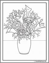 Bouquet Wildflower Vase Customize Getcolorings Colorwithfuzzy sketch template