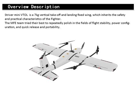 makeflyeasy mm striver vtol version aerial survey carrier fix wing uav kitpnpppk