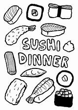 Sushi Karte Einladung Malvorlagen Abendessen sketch template