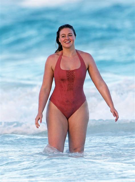 Iskra Lawrence In A One Piece Bathing Suit On The Beach In
