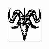 Satanic Goat Head Cross Sticker Postcard Favorite sketch template