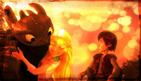 disney crossover images rapunzel hiccup and toothless hd