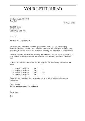 sample executor letter template official letter