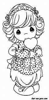 Precious Moments Coloring Pages Girls Printable Heart Print Para Smile Girl Kids Birthday Color Sheets Colorir Adult Desenhos Thanksgiving Colorear sketch template