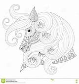 Coloring Pages Horse Adult Zentangle Drawn Animal Dreamstime Vector Logo Print sketch template