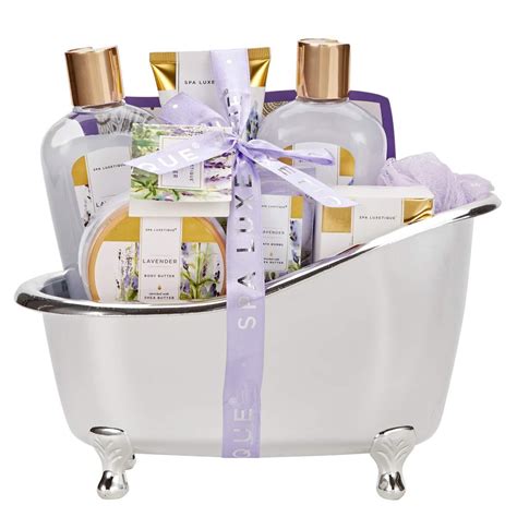 spa luxetique spa gift baskets  women lavender bath sets  women