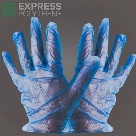 blue vinyl gloves express polythene