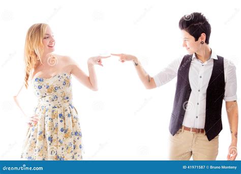 Lesbian Couple Touching Each Other S Finger Stock Image Image Of