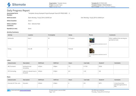 construction daily report template    excel word