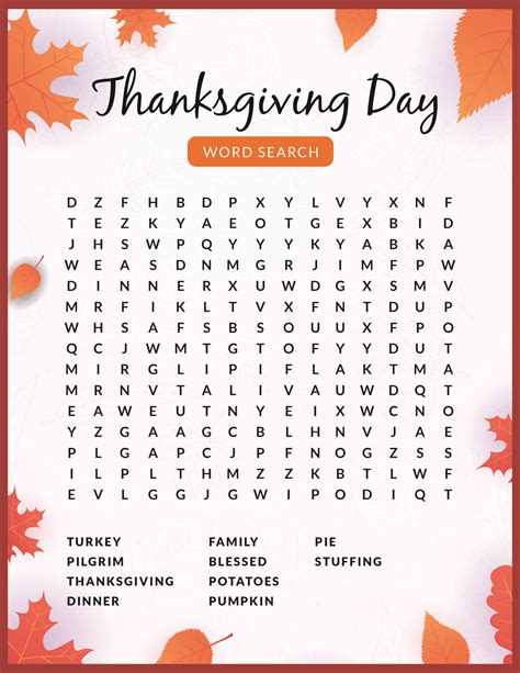 thanksgiving word search  printable thanksgiving activities