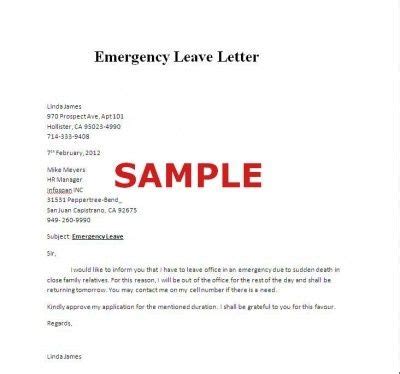 emergency leave letter gotiloorg