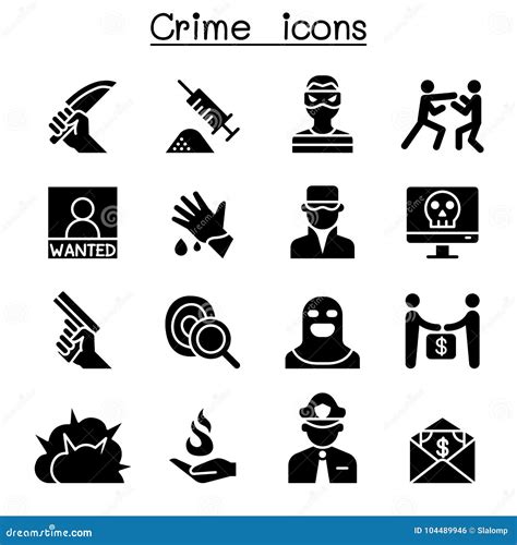 crime violence icon set stock vector illustration  icons attack