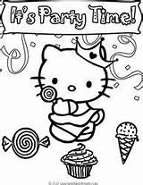 Kitty Hello Birthday Coloring Pages Printable Cake Colouring Print Cat Party Treats Choose Board Kids sketch template