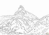 Swiss Matterhorn Kleurplaat Alps Berglandschap Alpen Switzerland Coloring sketch template