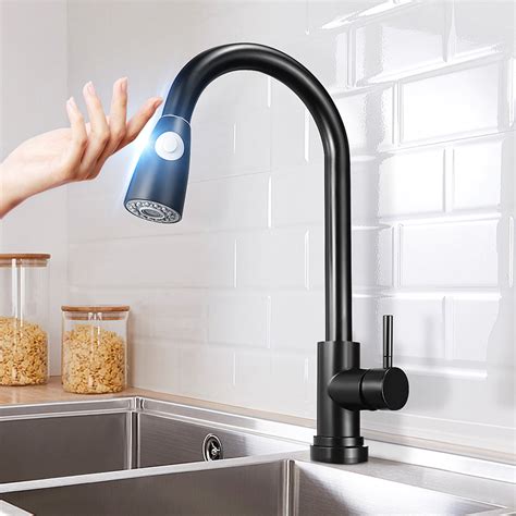 touch  kitchen faucet automatic knock sensor single handle   modes pull  sprayer