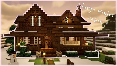 minecraft large winter cabin tutorial   build  large snowy cottage youtube