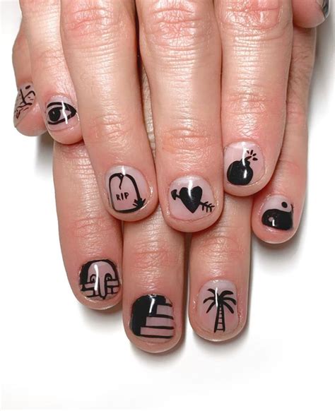 Stamp Nails Black Nail Art Inspo Inspiration Menicure Male Polish Mens