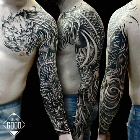 foto tatu feeling good tatu drakony na ruke fullsleevetattoos dragon sleeve tattoos sleeve