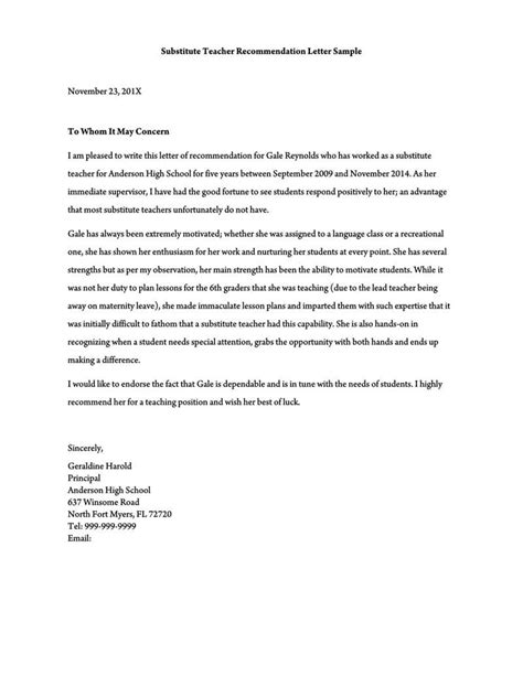 reference letter  teacher position  letter template collection
