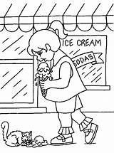 Ice Cream Coloring Pages Kids Eating Sharing Drawing Girl Printable Getdrawings sketch template