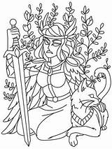 Norse Coloring Viking Freya Pages Para Mythology Colorir Freyja Mitologia Gods Nordic Embroidery Goddess Adult Designs Urban Threads Colouring Craft sketch template