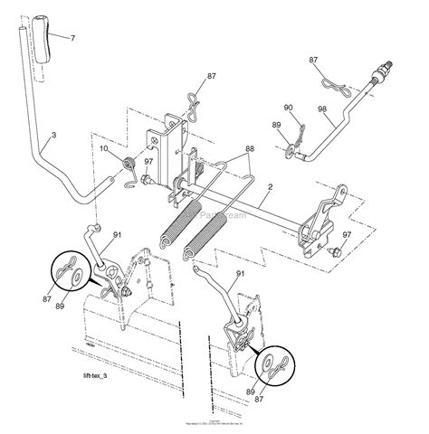 husqvarna ythv    parts diagram  mower lift deck lift