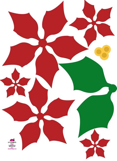 red  green poinsettia pattern   white background