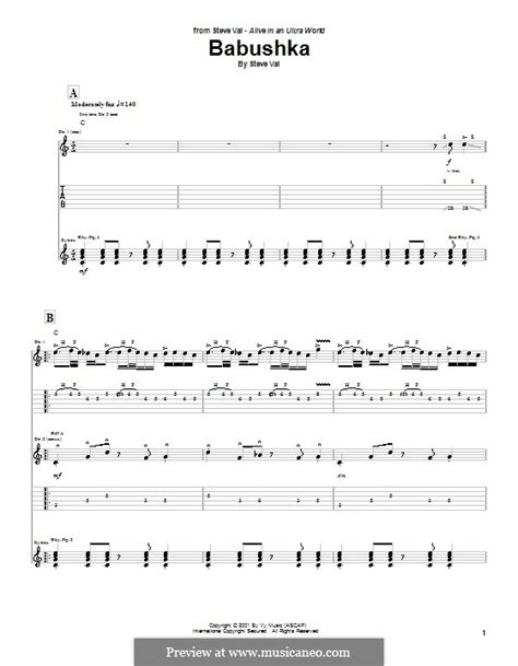 babushka by s vai sheet music on musicaneo