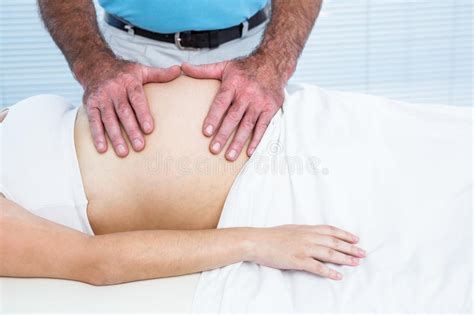 Therapist Massaging Pregnant Belly Stock Image Image Of