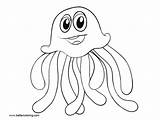 Jellyfish Cartoon Coloring Pages Kids Printable sketch template