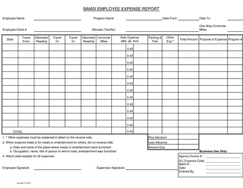 printable expense report  expense report templates