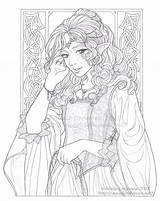 Coloring Pages Adults Adult Lineart Royalty Color Fairy Printable Colouring Princess Artwork Elf Kleuren Voor Volwassenen Sheets Fantasy Meadowhaven Books sketch template