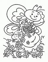 Spring Coloring Cute Pages Kids Popular Bee sketch template