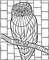 Coloring Pages Mosaic Owl Animal Mystery Dover Printable Patterns Print Glass Publications Color Stained Colouring Doverpublications Detailed Christmas Adults Book sketch template