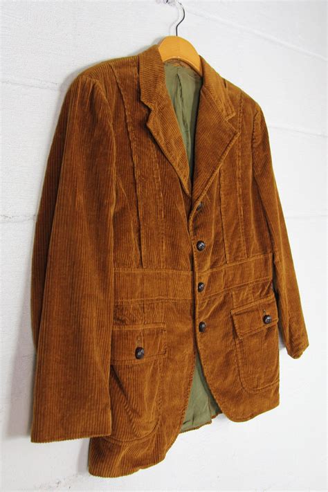 corduroy blazer vintage tan light brown sports coat mens small jacket