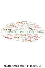 corporate profile design word cloud wordcloud stock vector royalty