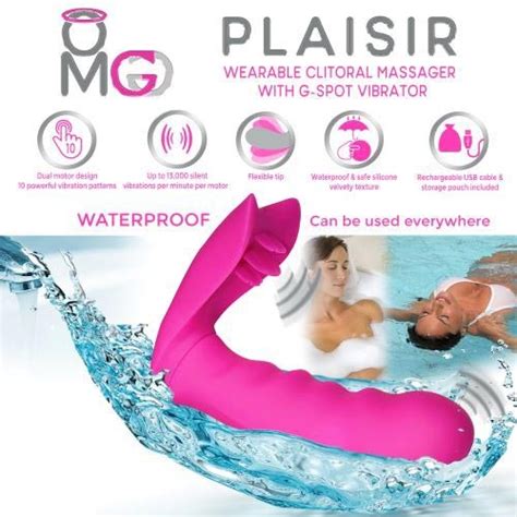 omg plaisir wearable clitoral massager with g spot vibrator pink
