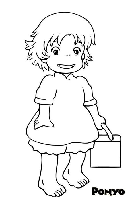 colorful friendship  ponyo sosuke coloring pages
