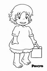 Ponyo Coloring Goldfish Tale Magical Boy Paage Pages His sketch template