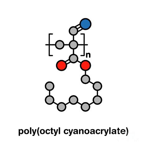 poly octyl cyanoacrylate polymer chemical structure photograph