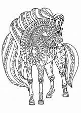 Horse Zentangle Patterns Simple Coloring Horses Pages Animals Adult sketch template