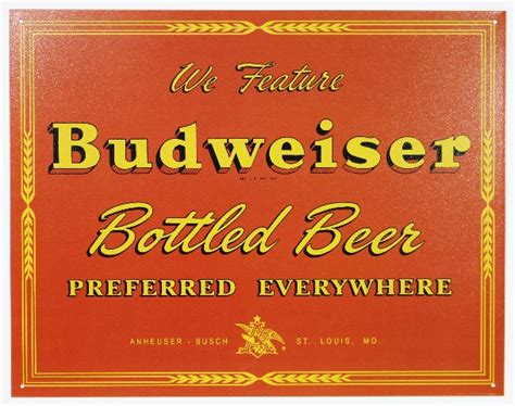 We Feature Budweiser Bottled Beer Tin Sign Anheuser Busch