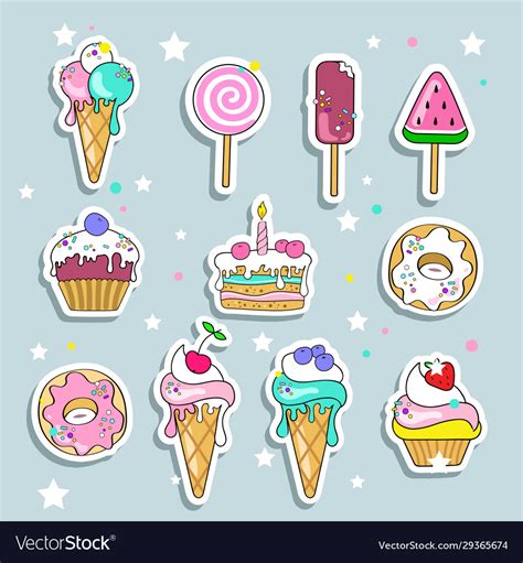 set ice cream  candy stickers royalty  vector image