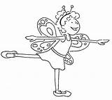 Coloring Girl Ballet Butterfly Costume Cute Pages Doing Wearing sketch template