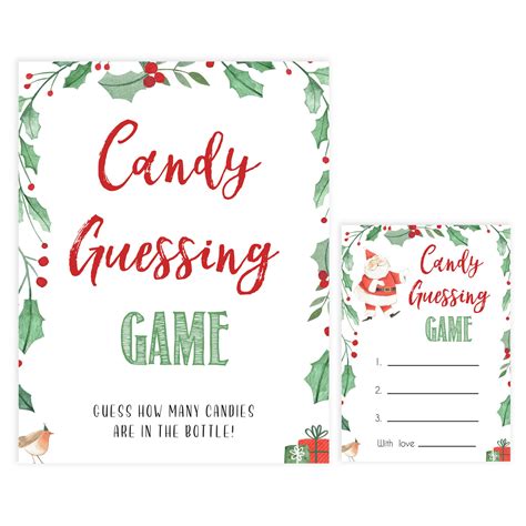 candy guessing game christmas printable baby shower games