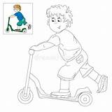 Beeld Autoped Jongen Kleuren Coloritura Motorino Ragazzo Colorant Garçon Colorer Illustratie sketch template